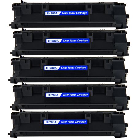 5 Pack HP 80A Black Compatible Toner Cartridge (CF280A)